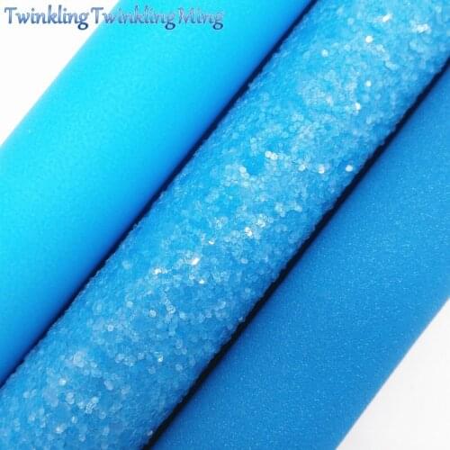 BLUE Faux Leather Fabric, Suede Glitter Synthetic Leather Fabric Sheets PU Leather Fabric For Bow A4 8"x11" Twinkling Ming XM302