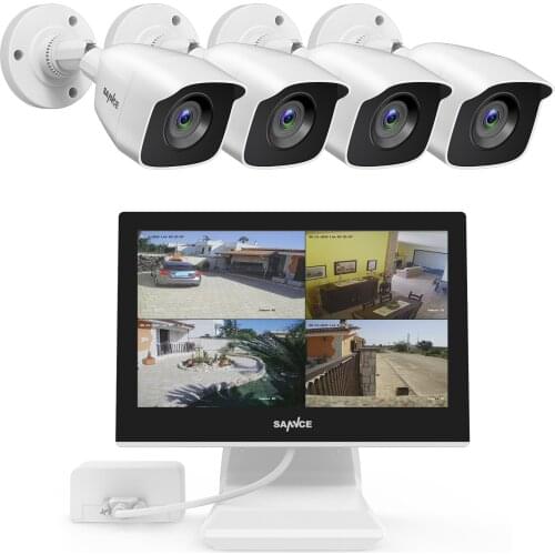 SANNCE 4CH 1080P WIFI CCTV System 10.1-inch Monitor DVR with 4pcs IP66 Outdoor CCTV Camera Security Video Surveillance Kit