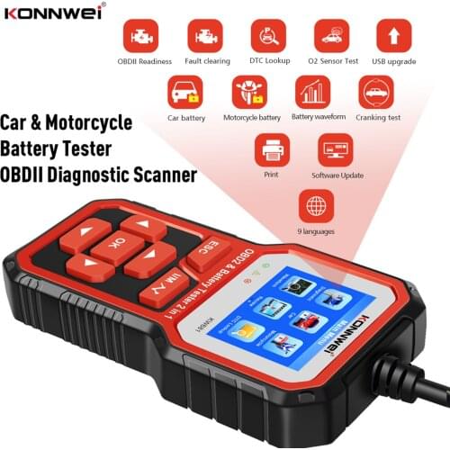 OBD2 Scanner Professional All Cars OBD2 Car Diagnostic Scanner 6V 12V Motorcycle Car Battery Tester