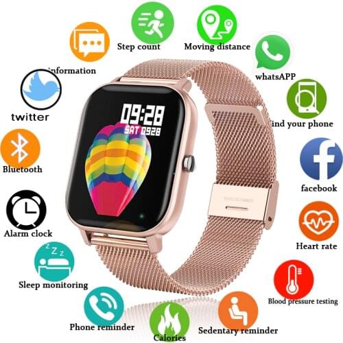 2020 New P8 Color Screen Smart Watch Women men Full Touch Fitness Tracker Blood Pressure Smart Clock Women Smartwatch for Xiaomi