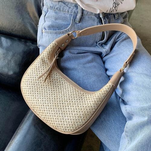 Luxury Brand Woven Armpit bag 2021 Trendy Fashion New High-quality Straw Womens Designer Handbag Travel Shoulder Messenger Bag