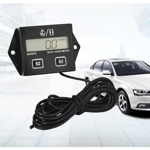 LCD Display Black Digital Display Tachometer Engine Tach Hour Meter Gauge Inductive Car Stroke Engine For Car Motor Boat