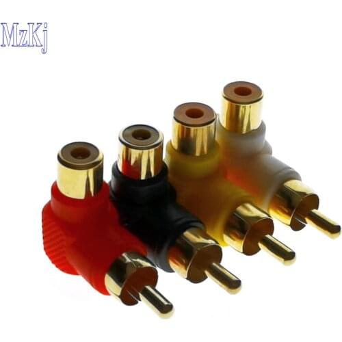 TW)(Origin)24K Red Black Gold RCA Right Angle Connector Plug Adapters Male To Female 90 Degree Elbow For VCD Audio Adapter