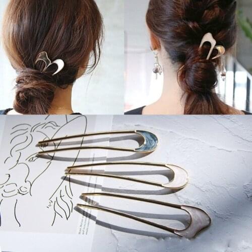 Japanese Style Metal Alloy U-Shape Hair Clip Women Girls Vintage Hair Sticks Headwear for Women Lady Hairpin Bun