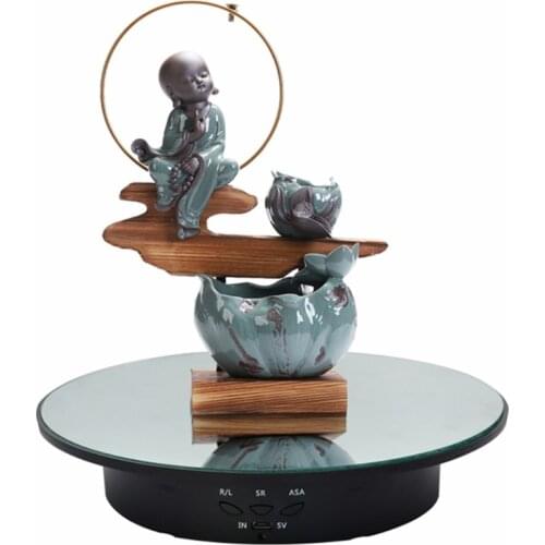 3 Speeds 20cm Intelligent Electric Rotating Display Stand Mirror Turntable Jewelry Holder Battery/USB Power
