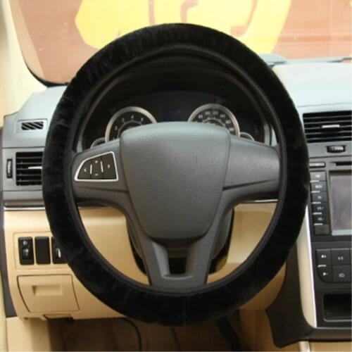 High Quality Car Steering Wheel Cover Soft Pure Plush Wool Winter Auto Wheel Cover 37cm-38cm Diameter Car Accessories Interior