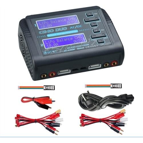 HTRC T240 C240 DUO Lipo Charger Dual Channel AC 150W DC 240W Touch Screen Balance charger Discharger For RC Models Toys