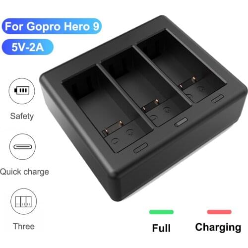 IMIDO 3 Battery Charger for GoPro Hero 9 Black Battery Charging Box Cameras Accessories Set Kit for Gopro9 Go Pro Hero9