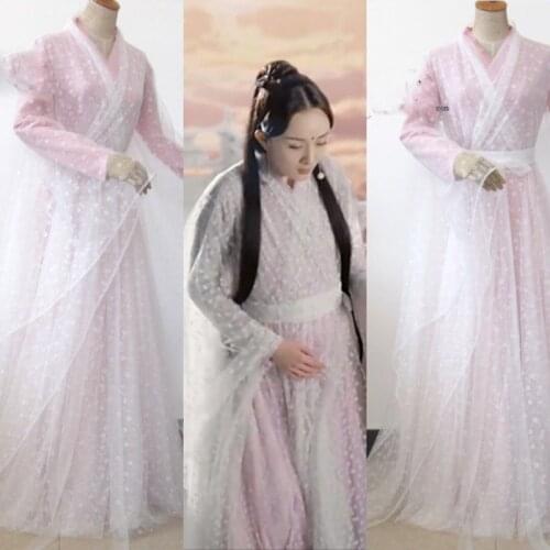 3 Designs White Flower Bai Qian Fairy Womens Costume Forever Love in Ten Miles of Peach Blossom Bushes TV play costume