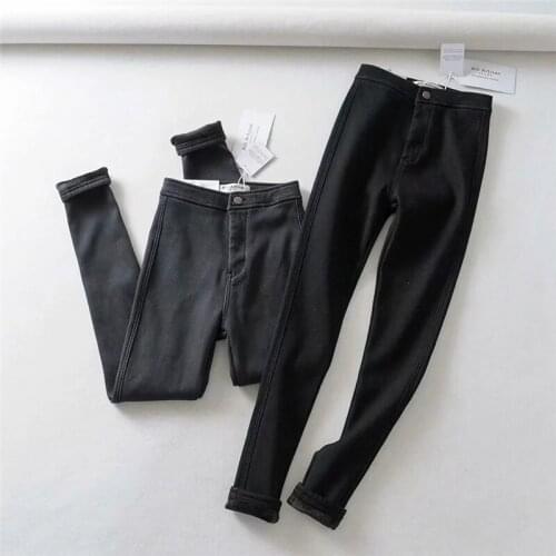 Winter jeans woman Warm thicken Fleeces High Waist skinny Jeans Pencil Pants Femme Black Slim Elastic Denim Pants
