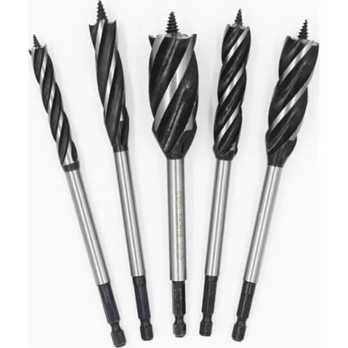 10mm 12mm 13mm 14mm 15mm HSS 4 Cutter Flute Hex Shank Woodworking Carpenter Door Lock Bore Hole Gun Core Twist Auger Drill Bit