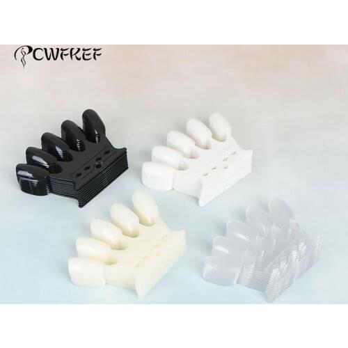 10Pcs/set False Nail Tip Crown Nail Display Polish Color Card Acrylic Practice Chart Palette 4 Colors Buckle Ring Practice Tools