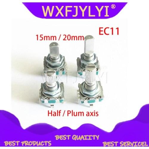 10PCS Half / Plum axis rotary encoder, handle length 15mm / 20mm code switch/ EC11 / digital potentiometer with switch 5Pin