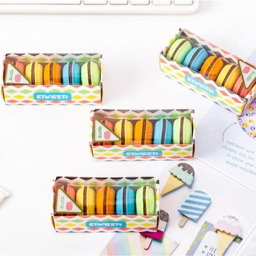 2 Set Creative Cute Candy Macaron Rubber Eraser Cute Set Gift Erasers for Kids Students Eraser Stationery Supplies Wholesale