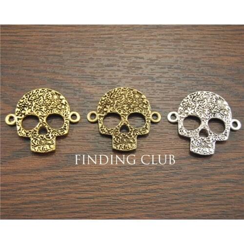 20 pcs antique silver/Bronze/gold Flower Patterns Skull Masks charms Connector diy metal jewelry making A1230/A1231/A1232