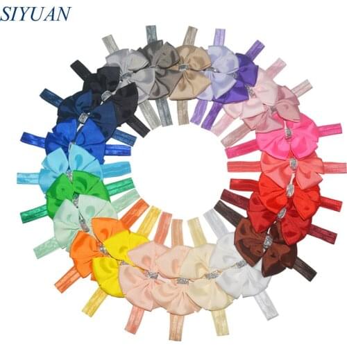 24pcs/lot DIY Stretchy Ribbon Headband with Grosgrain Ribbon Bows Little Fashion Hairband woman Photography Props HB009