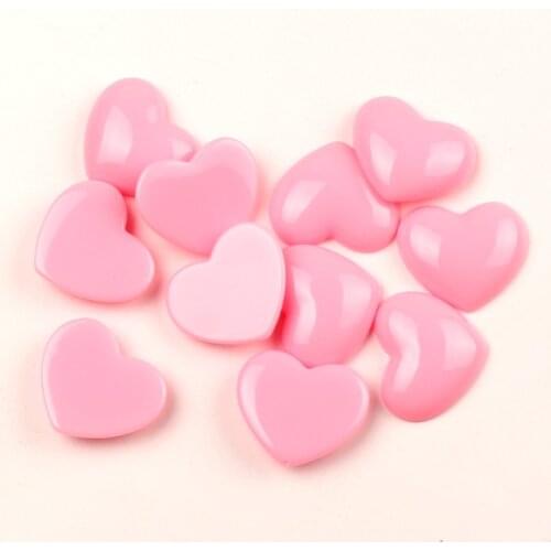 30Pcs Mixed Resin Pink Heart Decoration Crafts Beads Flatback Cabochon Scrapbook DIY Embellishments Accessories Buttons