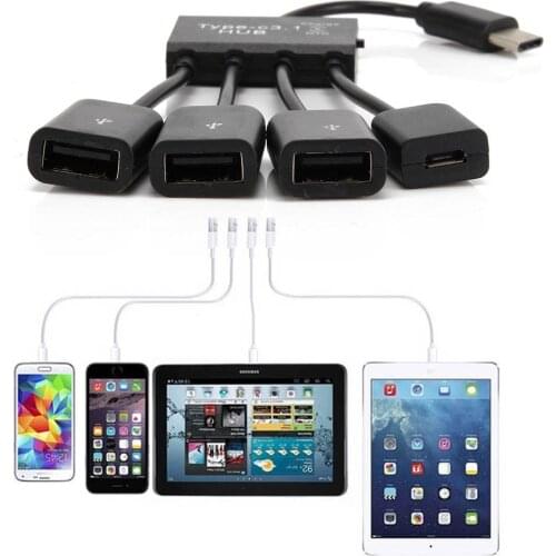 4 in 1 Multiple Type C to USB 2.0 Adapter OTG Cable Data Converter Adapter for Mouse keyboard SUB Sale