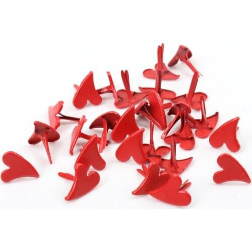 Red White Heart Brads Scrapbooking Embellishment Fastener Brads Metal Crafts For shoes Decoration 50PCs