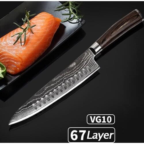8 Inch Damascus Chef Knife Japanese VG-10 Sharp Blade Stainless Steel Chefs Knife Meat Vegetable Slicing Cutting Kitchen Knife