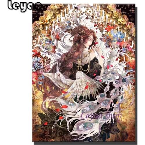 Diamond Painting peacock anime girl Mosaic Full Square/Round Drill 5d Diamond Embroidery Home Decor Diy Handmade Rhinestones