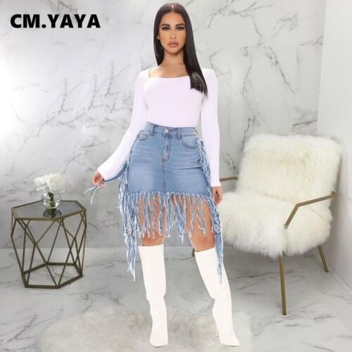 Женские юбки джинсовые CM.YAYA China At AliExpress