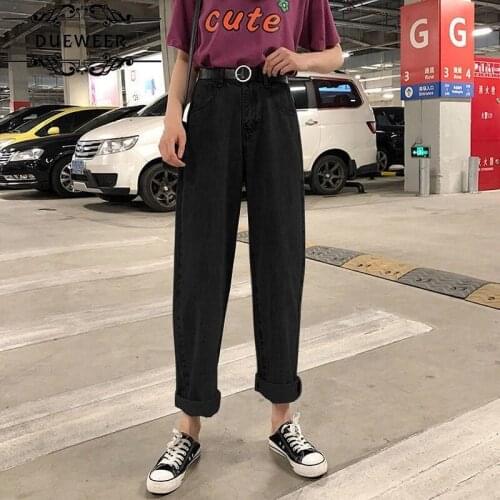 Dueweer Pants Women Jeans Wide Leg Trousers Solid High Waist Casual Loose Fashion Korean Style Chic All-match Streetwear