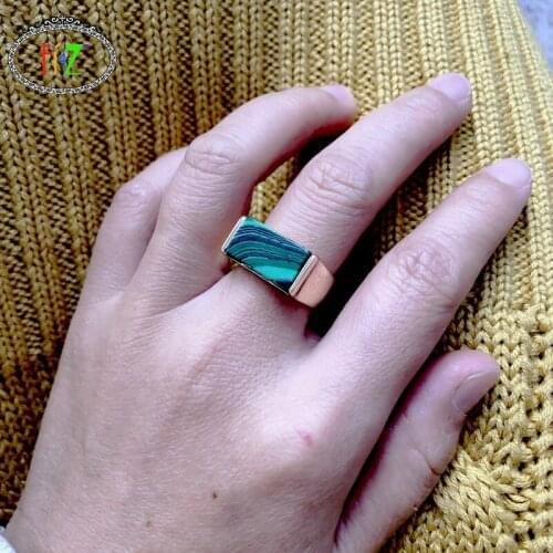 F.J4Z Fashion Rock Women Finger Rings Rectangle Top Rings Nature Stone Geometric Rings Jewelry Gifts anillos de mujeres Dropship
