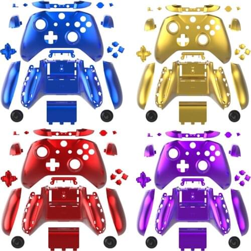 Chrome Plating Case Housing Full Shell Faceplates ABXY Buttons RB LB Bumpers Back Rails for Xbox One S Slim 3.5mm Headphone Jack