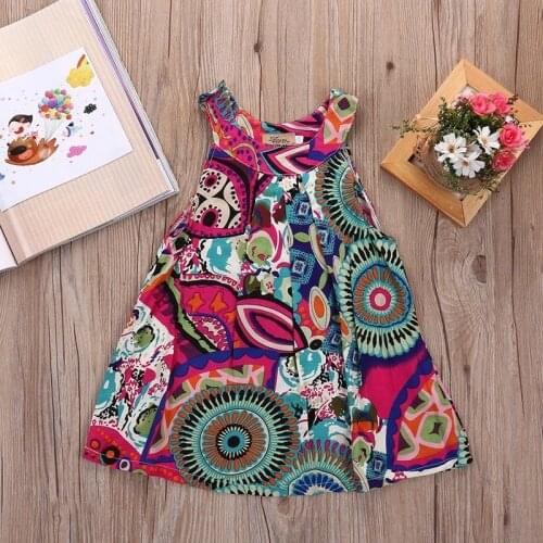 Toddler Kid Baby Girl Summer Bohemian Dress Princess Party Floral Dresses