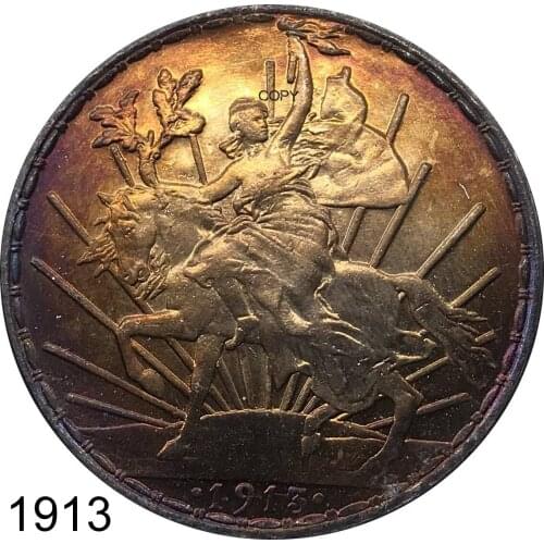 Mexico 1 Peso 1913 Cupronickel Silver Plated Copper Metal Souvenir Old Gift Collectible Copy Coins