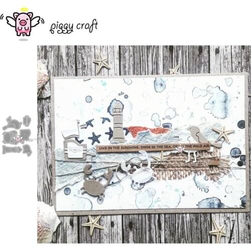 Piggy Craft metal cutting dies cut die mold Seagull lighthouse crab Scrapbook paper craft knife mould blade punch stencils dies