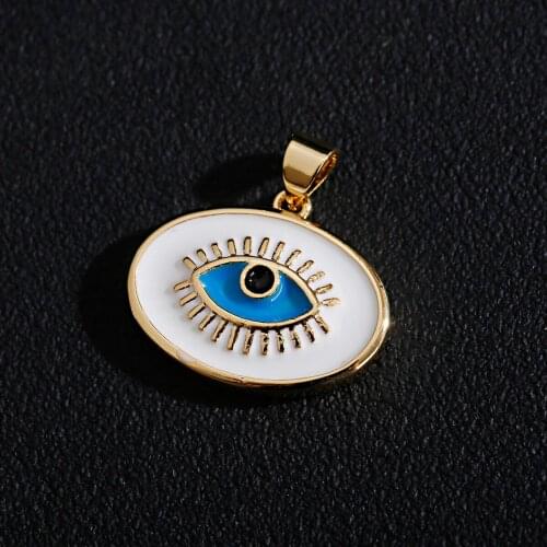 1PC Trendy Evil Eye Medicine Pendant For Necklace Charms Moon Star Copper Color Retention DIY Designer Jewelry For Women Gift