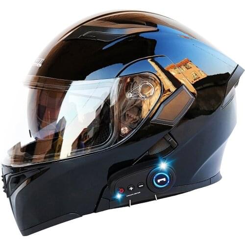 DOT Approved ABS Flip-Up Motorcycle Helmet with Removable Bluetooth Headset Double Anti-Fog Visors Detachable Liner MSFH902K10