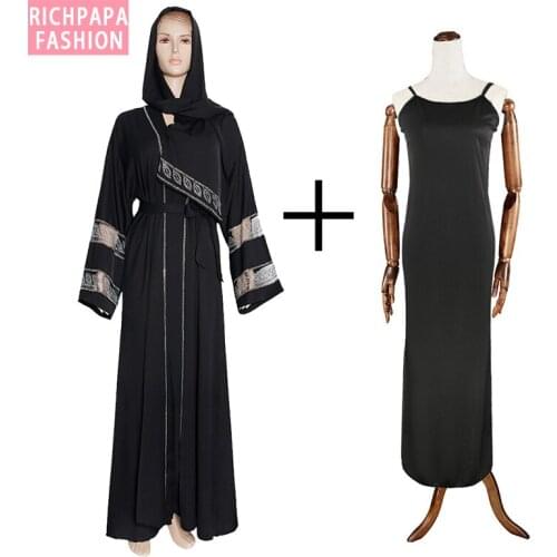 Islamic Clothing MD Abayas For Women Elegant Hijab Dress Dubai Turkey Muslim Hijab Dress Caftan Marocain Shiny Stones Kimono
