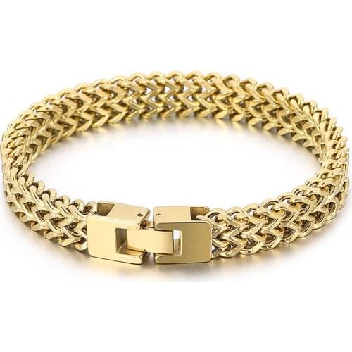 9/10mm Hip Hop Rock Men Bracelets On Hand Buckle Bracelets Box Net Chain Wristband Jewelry