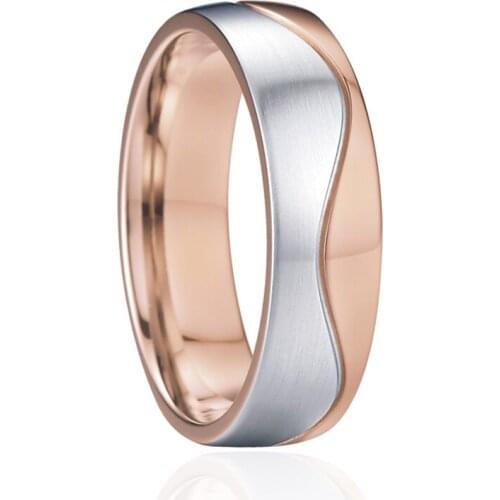 Wholesale rose golden wedding band mens rings for male fashion jewelry stainless steel ring man boys anniversary christmas gift