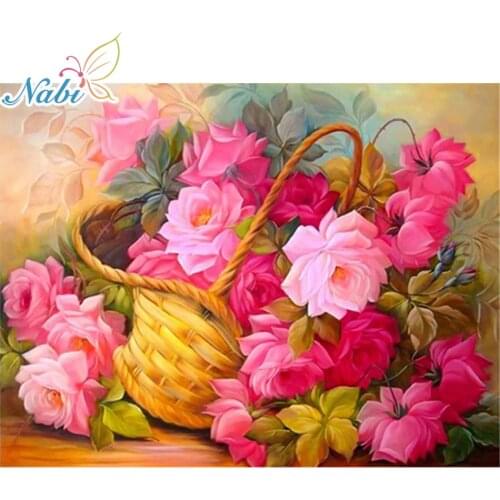 Nabi ,Pink Peony Diamond Mosaic Home Decor 3D Painting Rhinestones Full Square Diamond Embroidery Weeding Gifts Cross Stitch