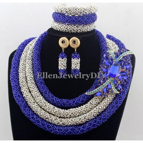 Handmade african Beads Jewelry Set Fashion nigerian Wedding beads Jewelry set Statement beaded Necklace Set W12836