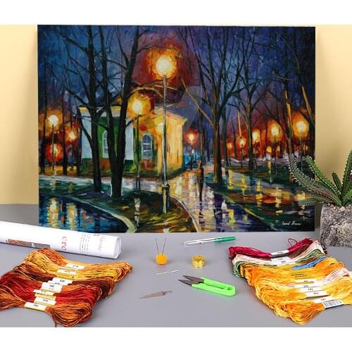 After The Rain Pre-Printed 11CT Cross-Stitch Embroidery Full Kit DMC Threads Sewing Painting Handmade Handiwork Room Design