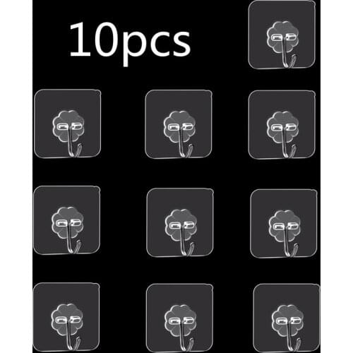 10Pcs Home Kitchen Wall Rack Strong Adhesive Wall Hook Adhesive Hook is Strong And Transparent Punch-Free Universal Hook