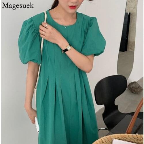 New Summer Loose Party Dress Vinatge Elegant Women Long Dress 2021 Korean Puff Sleeve Maxi Female Dresses Vestidos 15093