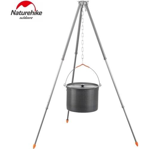 Naturehike Aluminum alloy Camping Cooking Hanging Pot and Tripod Outdoor Cooking Kettle with Lid for Hiking Fishing Picnic