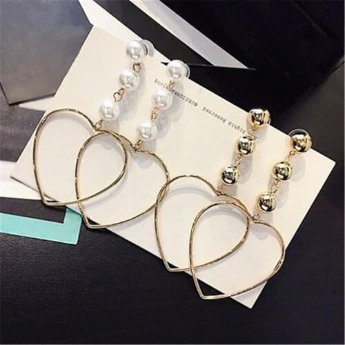 Simple Trendy Gold Color Big Love Heart Earrings For Women Hollow Geometry Earrings Gifts Jewelry Brincos Pendientes Oorbellen