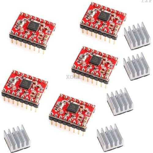 5Pcs A4988 StepStick Stepper Driver+Heatsink for Reprap Pololu 3D Printer Red M08 dropship