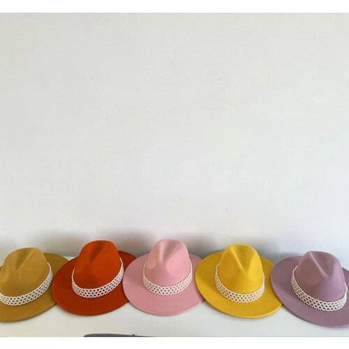 Fedora Hats For Women Autumn Winter High Top Jazz Top Hat 100% Wool Concave Top Pearl Fashion Cap Female Girl Windproof New 2021