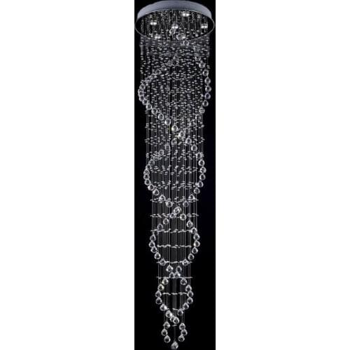 Modern LED K9 Crystal Chandeliers Light Fixture Rain Drop Stair Light for Staircase Luxury Hotel Villa Vanity