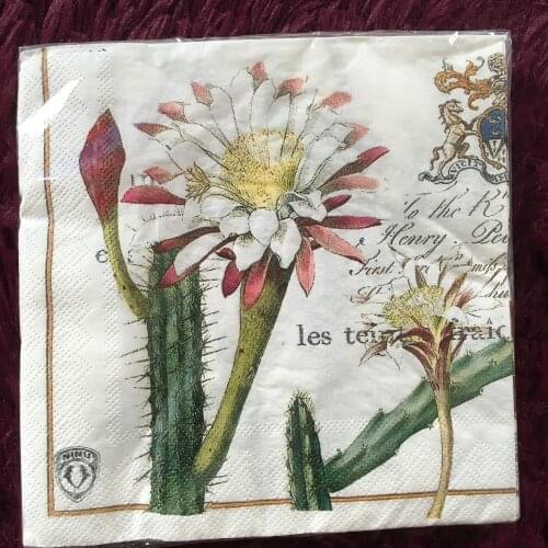 Special Napkin paper tissue plant Cactus flower handerchief decoupage craft wedding christmas birthday party cafe home decor mat