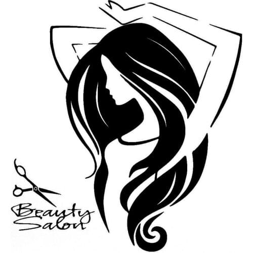 Car Sticker Creative Personality Woman Hairdressing Car Decoration Decal Creative Sunscreen Waterproof Black/white, 15cm*14cm