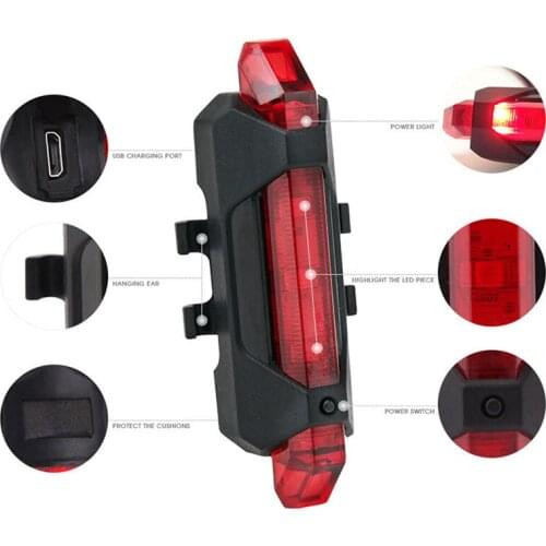 LED Bike Light Bicycle Rear Taillight Waterproof USB Rechargeable Bike Cycling Portable Safety Warning Light Bike Accessories